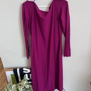 Banana Republic Fuchsia off the shoulder ribbed midi dress